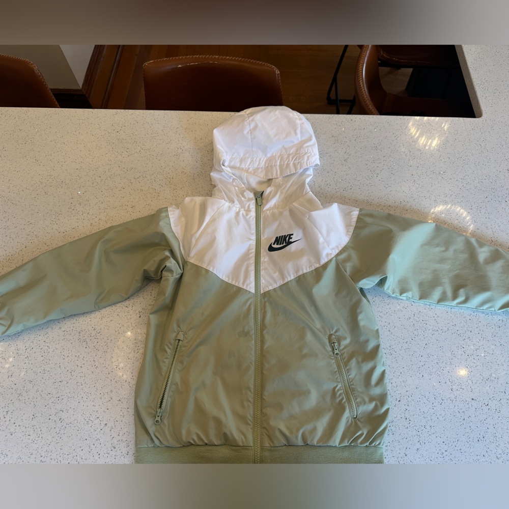 Nike Kids Olive and White Raincoat